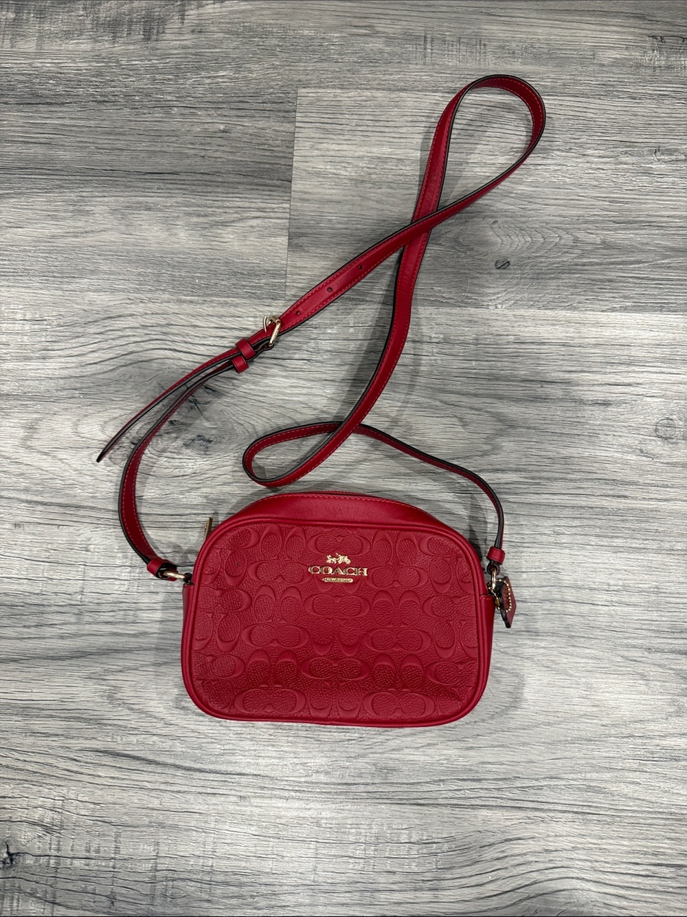Coach Red Embossed Signature Crossbody
